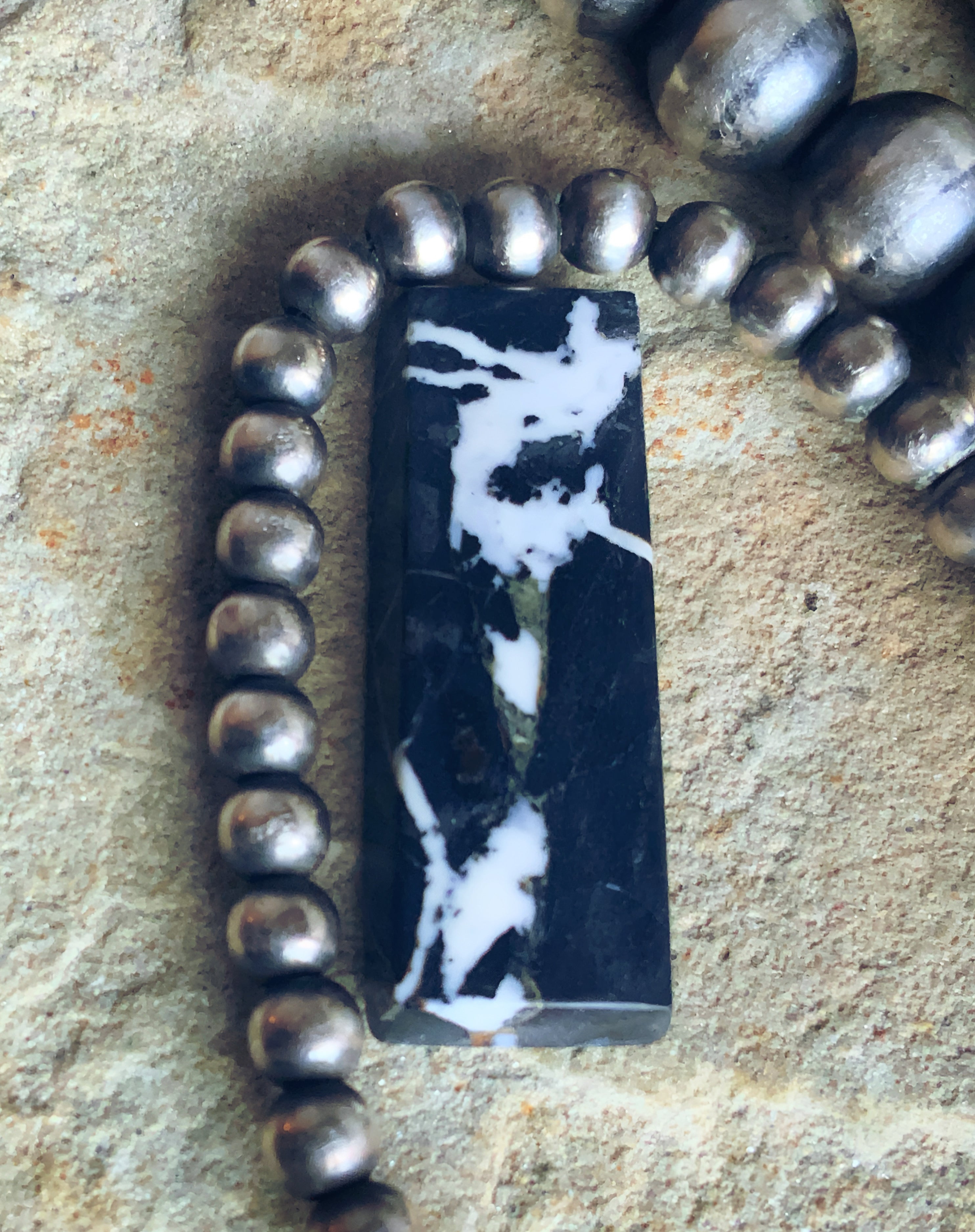 Natural White Buffalo Rectangle Cabochon-Nevada Gemstone — Ranch Gypsy