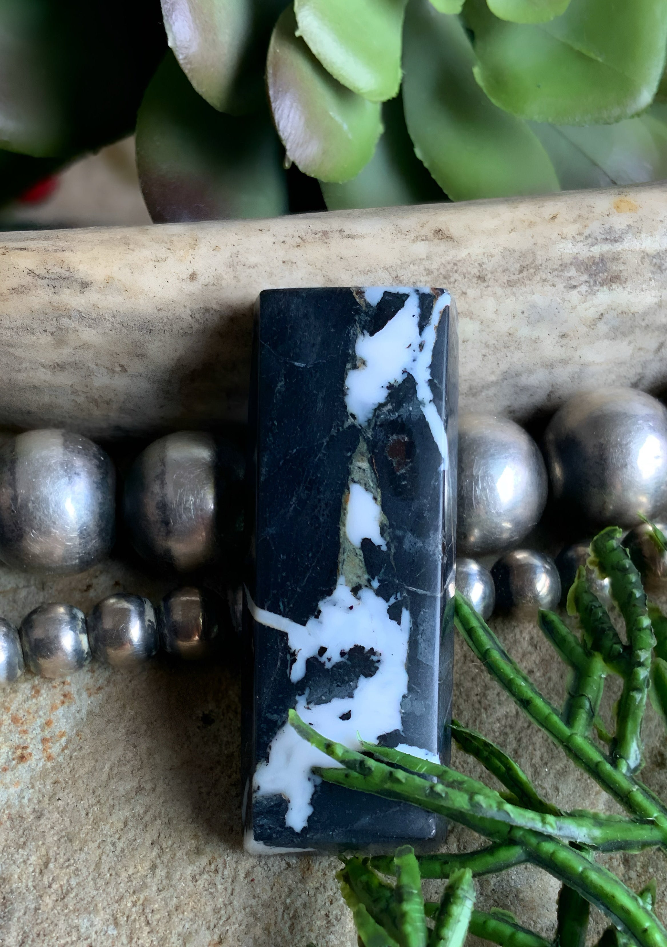 Natural White Buffalo Rectangle Cabochon-Nevada Gemstone — Ranch Gypsy