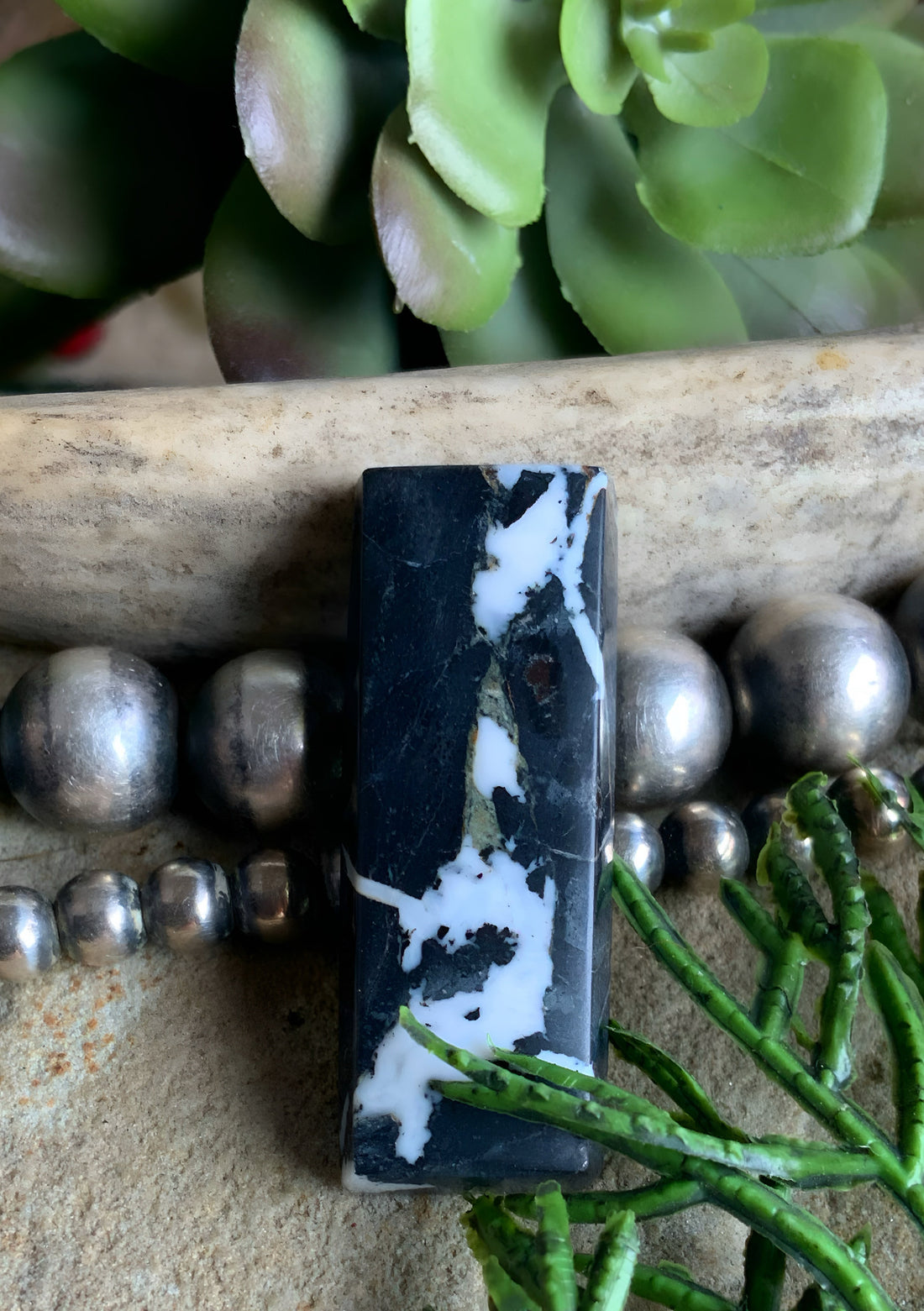 Natural White Buffalo Rectangle Cabochon-Nevada Gemstone — Ranch Gypsy