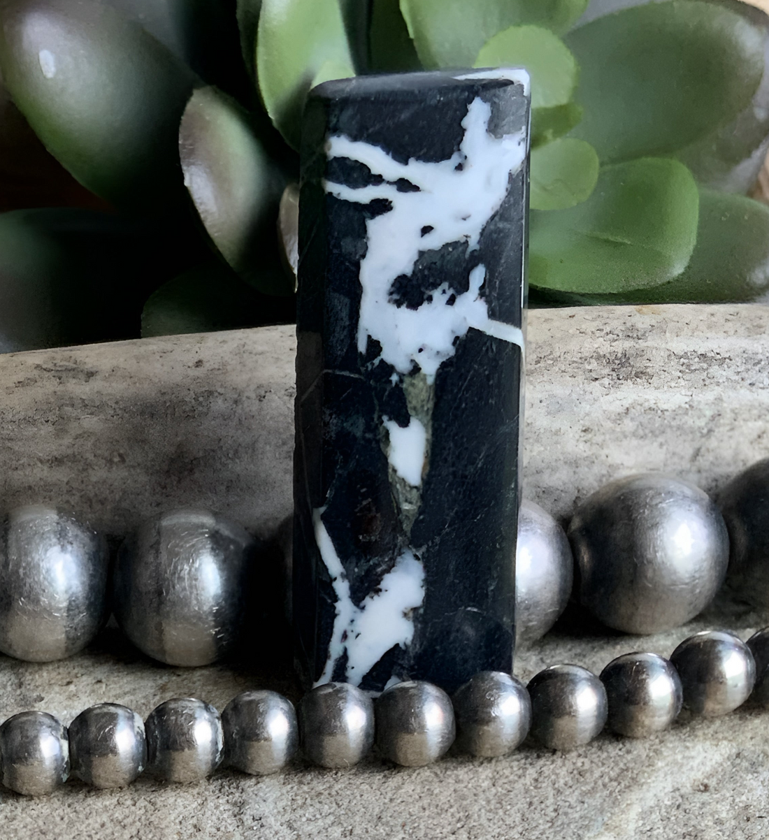 Natural White Buffalo Rectangle Cabochon-Nevada Gemstone — Ranch Gypsy