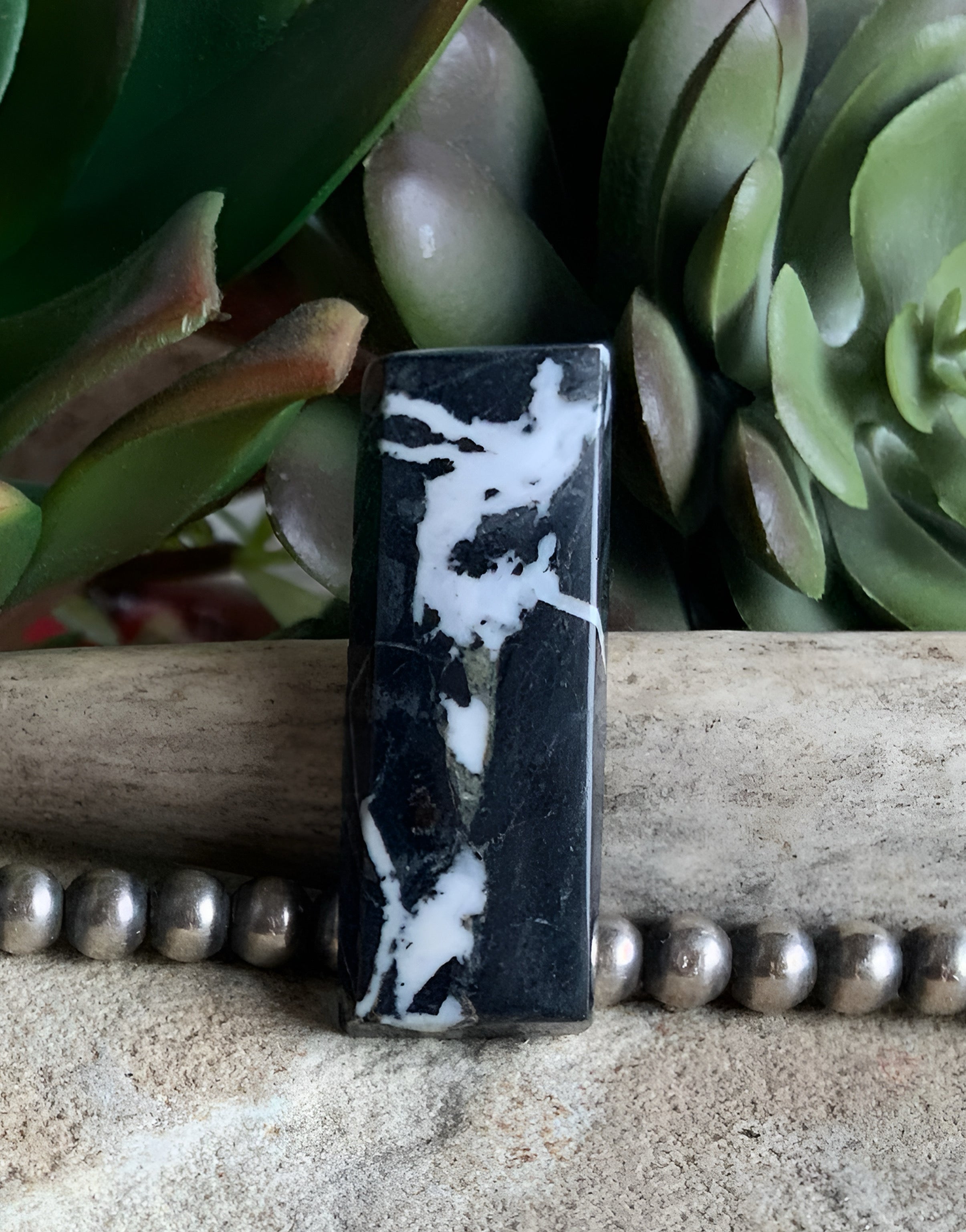 Natural White Buffalo Rectangle Cabochon-Nevada Gemstone — Ranch Gypsy