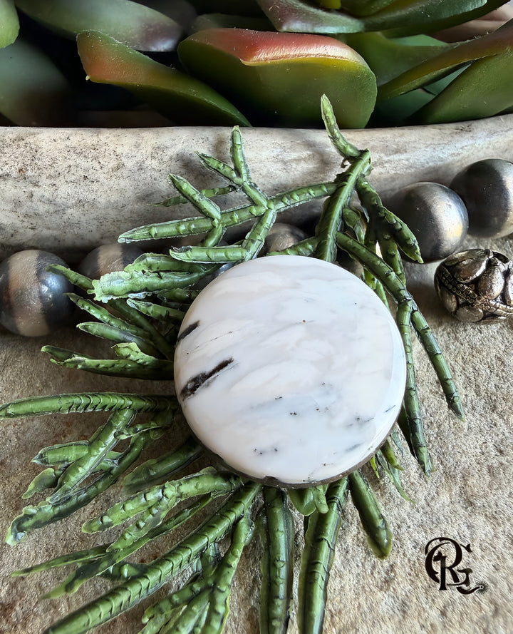 Natural White Buffalo Round Cabochon-Nevada Gemstone — Ranch Gypsy