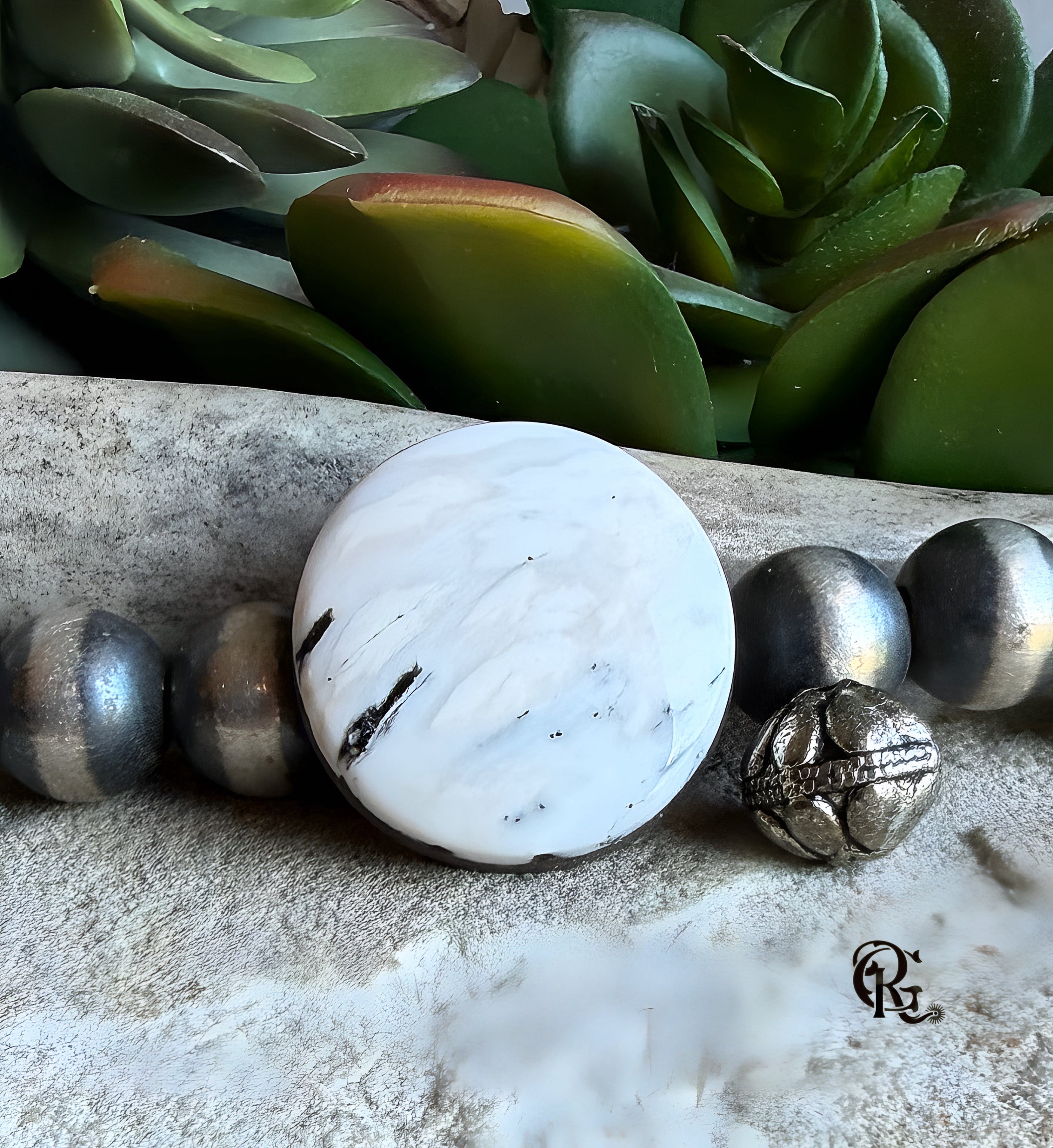 Natural White Buffalo Round Cabochon-Nevada Gemstone — Ranch Gypsy