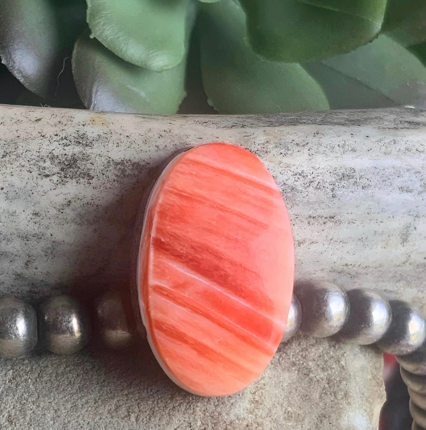 Orange Spiny Oyster Oval Cabochon #24