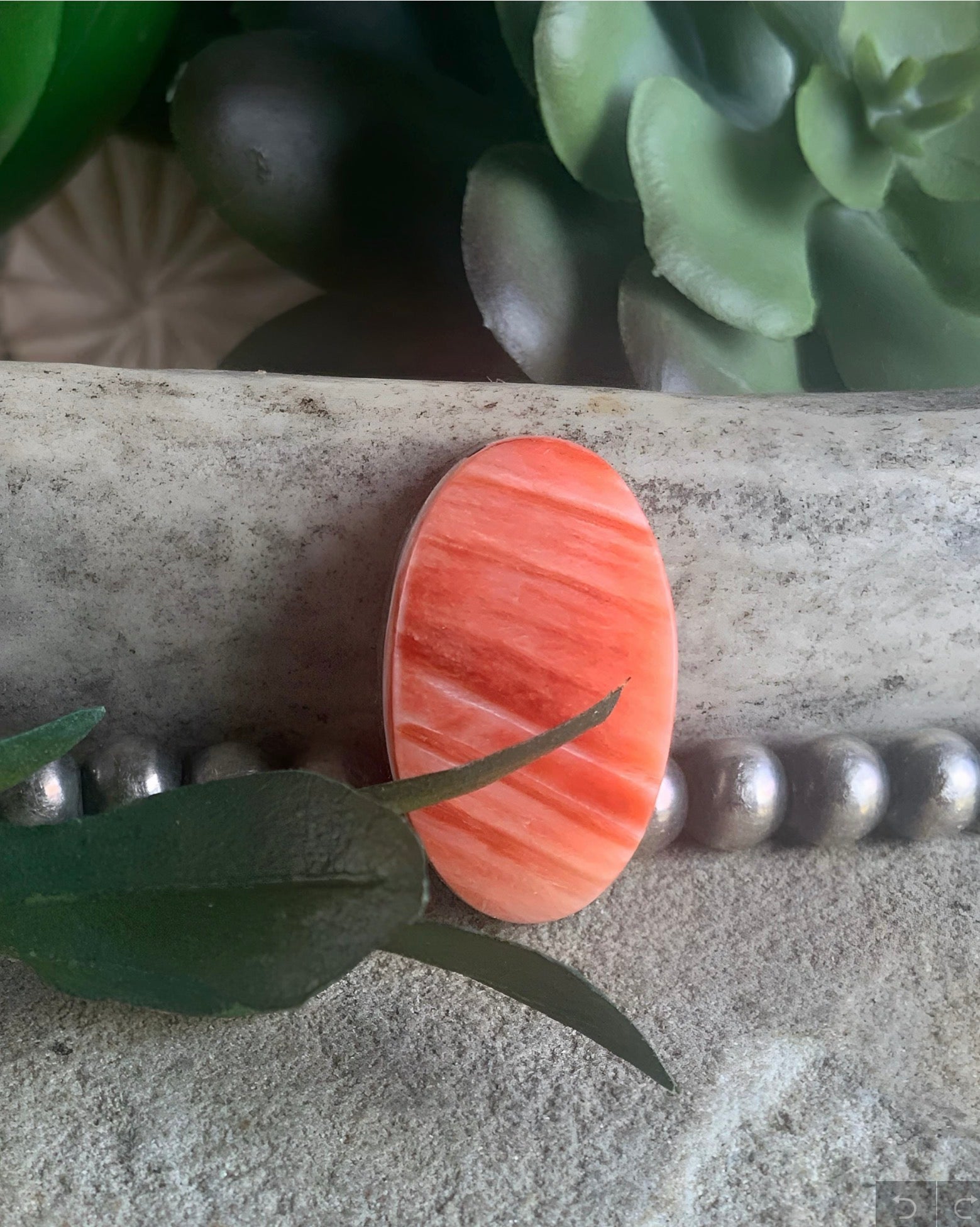 Orange Spiny Oyster Oval Cabochon #24