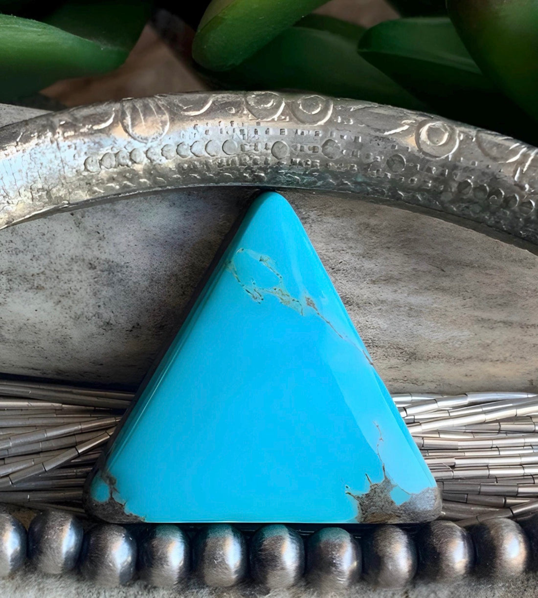 Natural Sierra Nevada Turquoise Triangle Cabochon