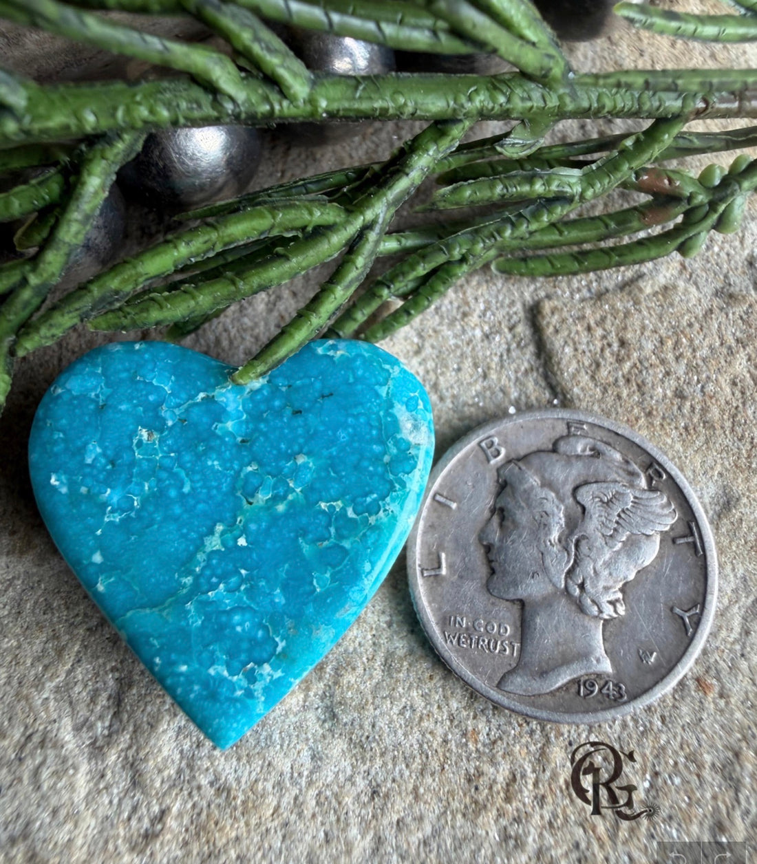 Whitewater Turquoise Blue Heart Cabochon