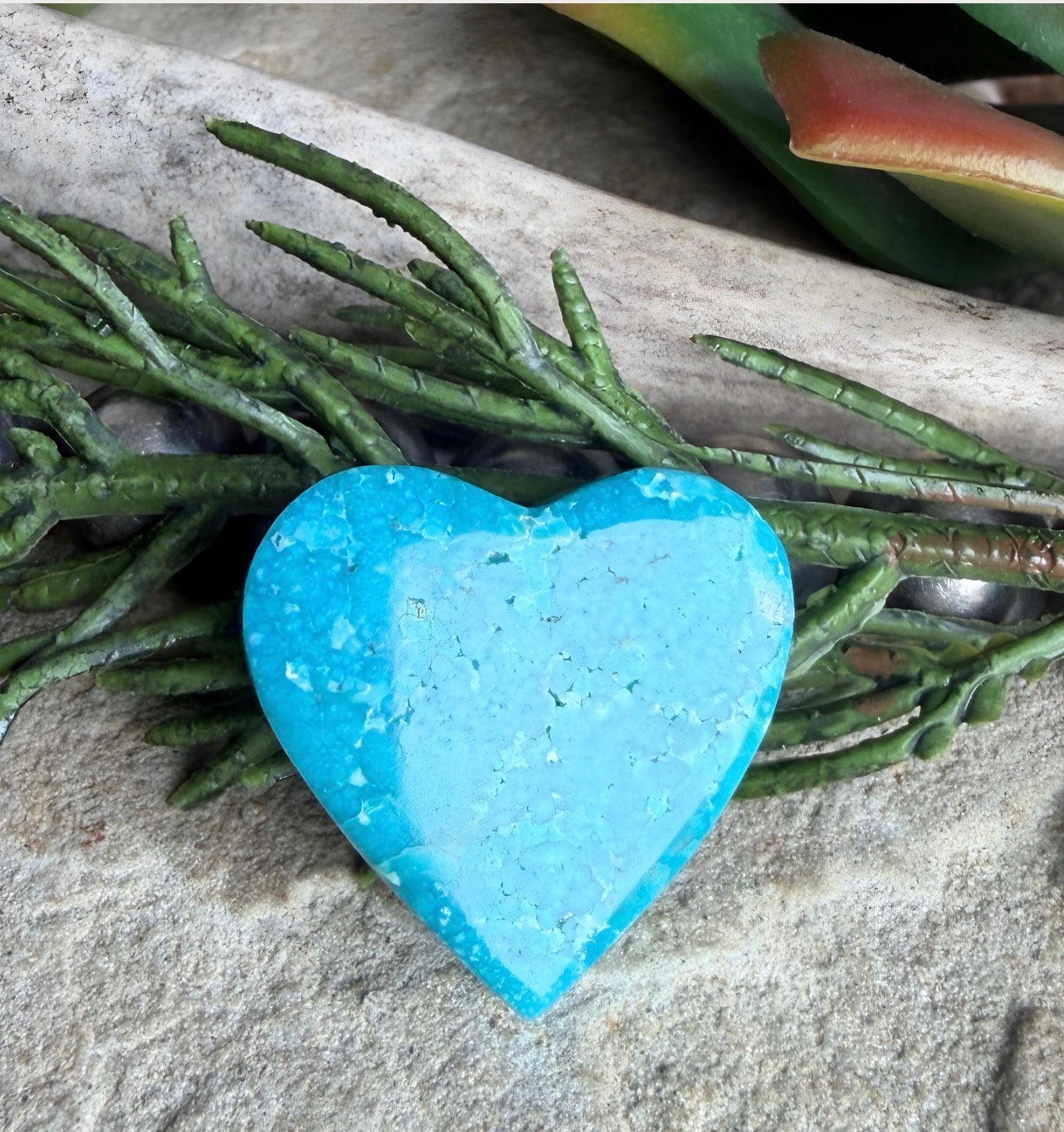 Whitewater Turquoise Blue Heart Cabochon