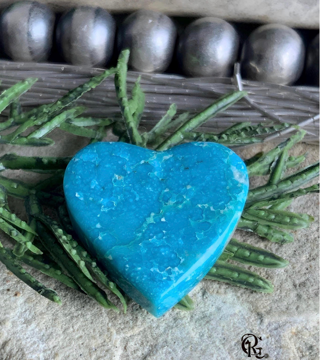Whitewater Turquoise Blue Heart Cabochon