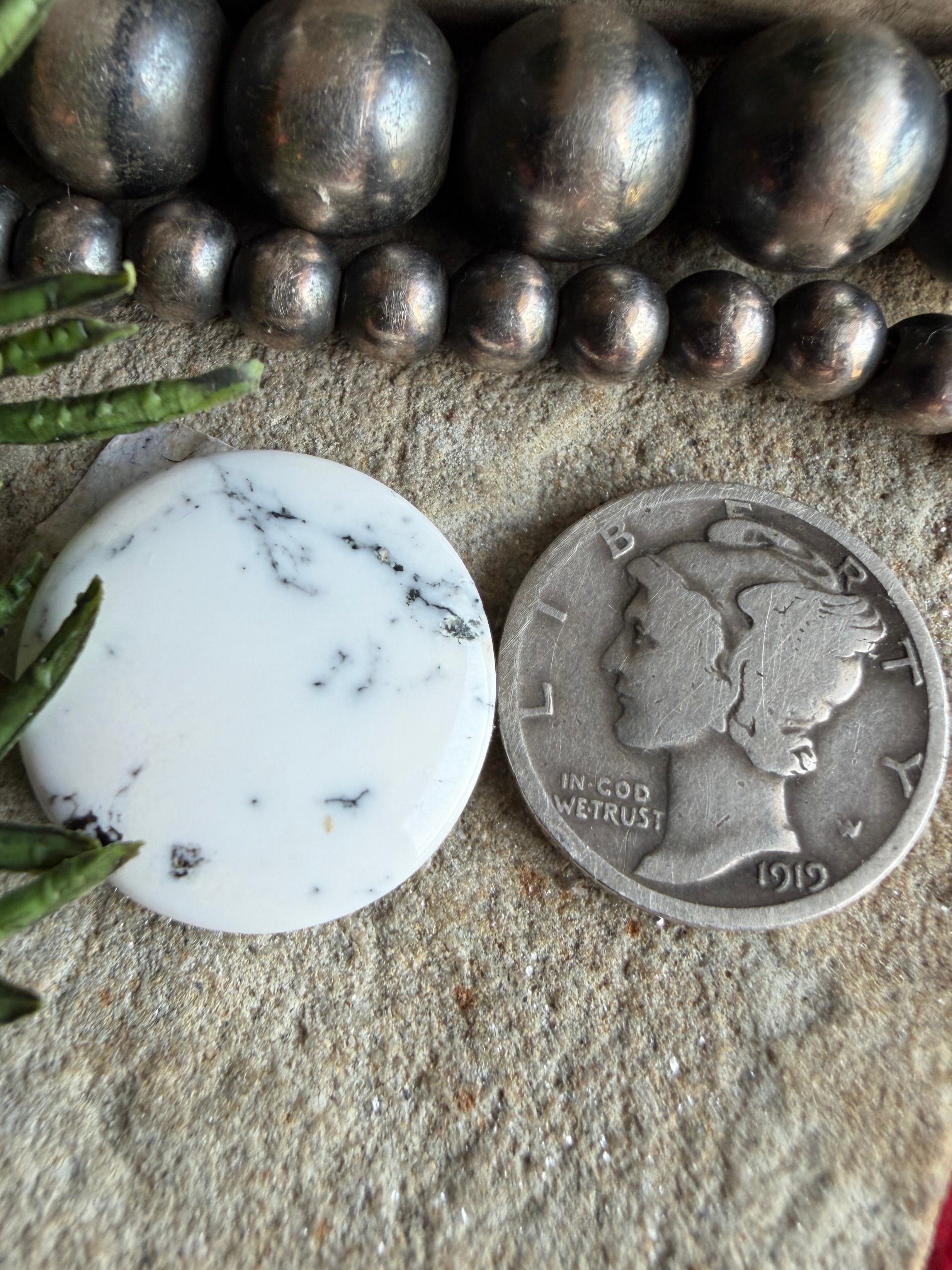 Natural White Buffalo Round Cabochon #WB9