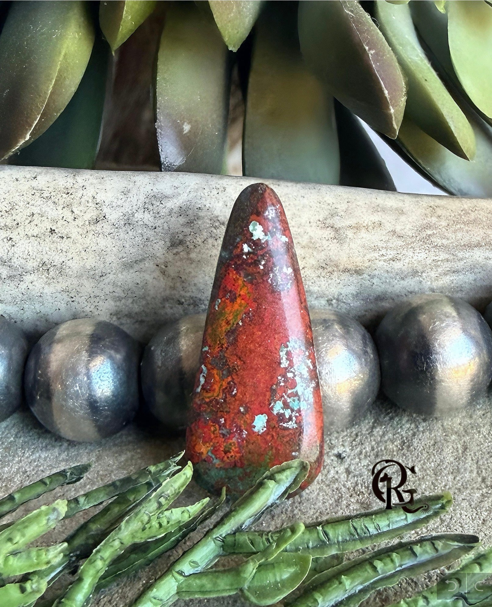 Sonora Sunrise Sunset Chrysocolla Cuprite Teardrop Cabochon