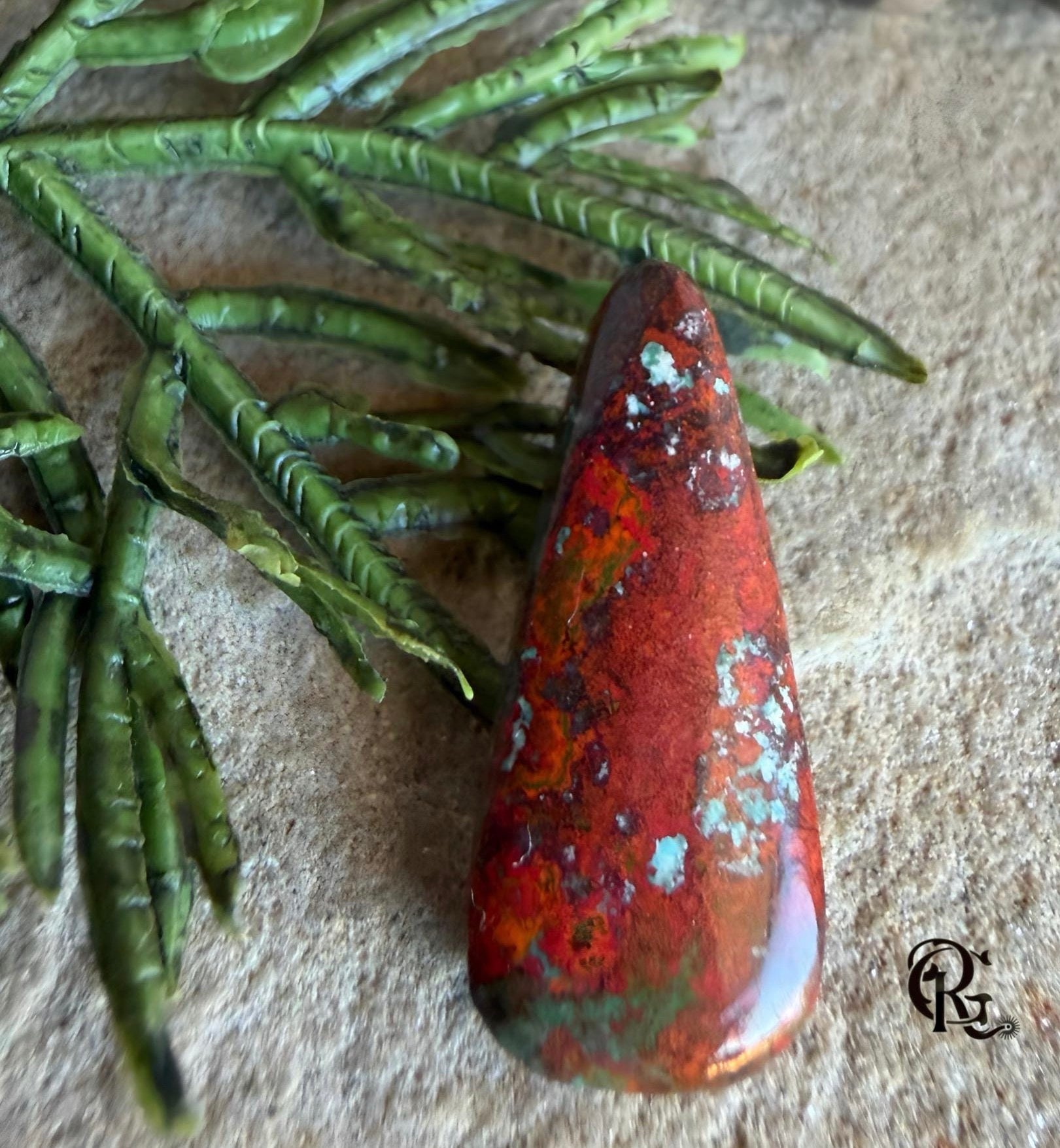 Sonora Sunrise Sunset Chrysocolla Cuprite Teardrop Cabochon