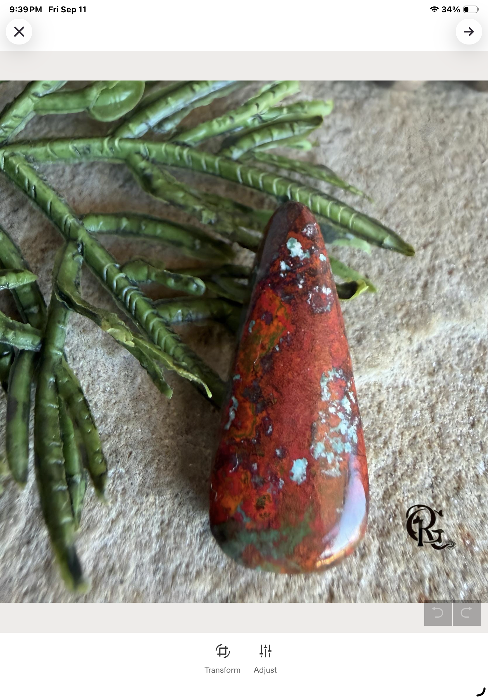 Sonora Sunrise Sunset Chrysocolla Cuprite Teardrop Cabochon