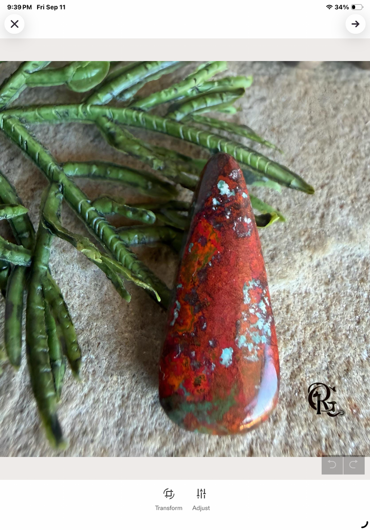 Sonora Sunrise Sunset Chrysocolla Cuprite Teardrop Cabochon