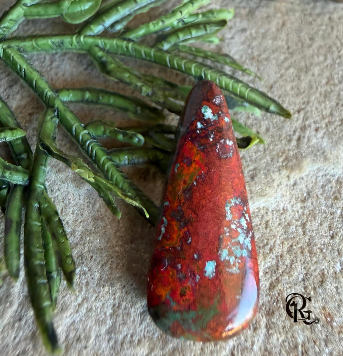 Sonora Sunrise Sunset Chrysocolla Cuprite Teardrop Cabochon