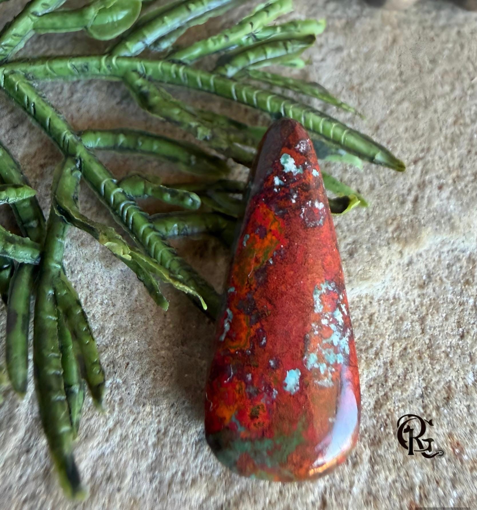 Sonora Sunrise Sunset Chrysocolla Cuprite Teardrop Cabochon