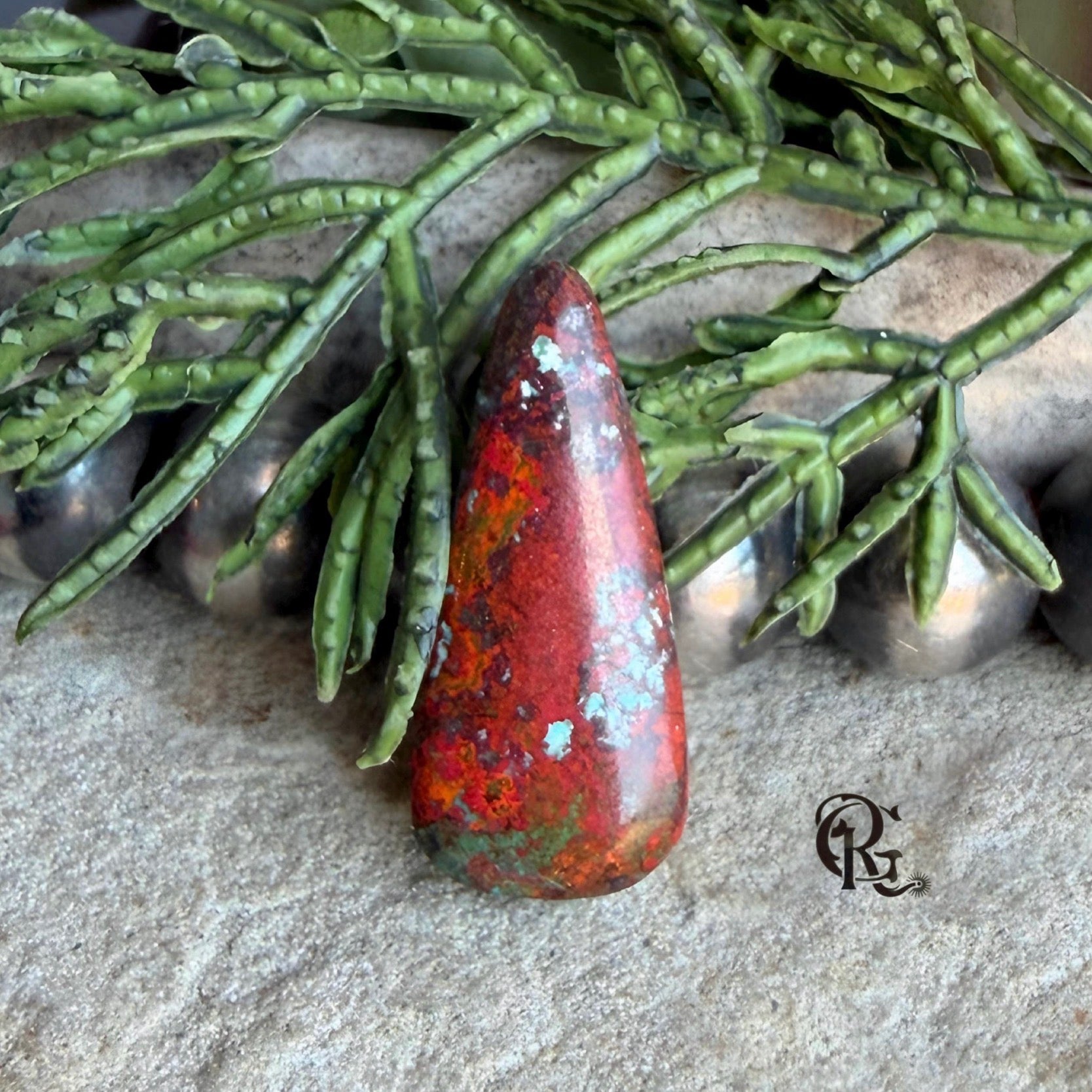 Sonora Sunrise Sunset Chrysocolla Cuprite Teardrop Cabochon