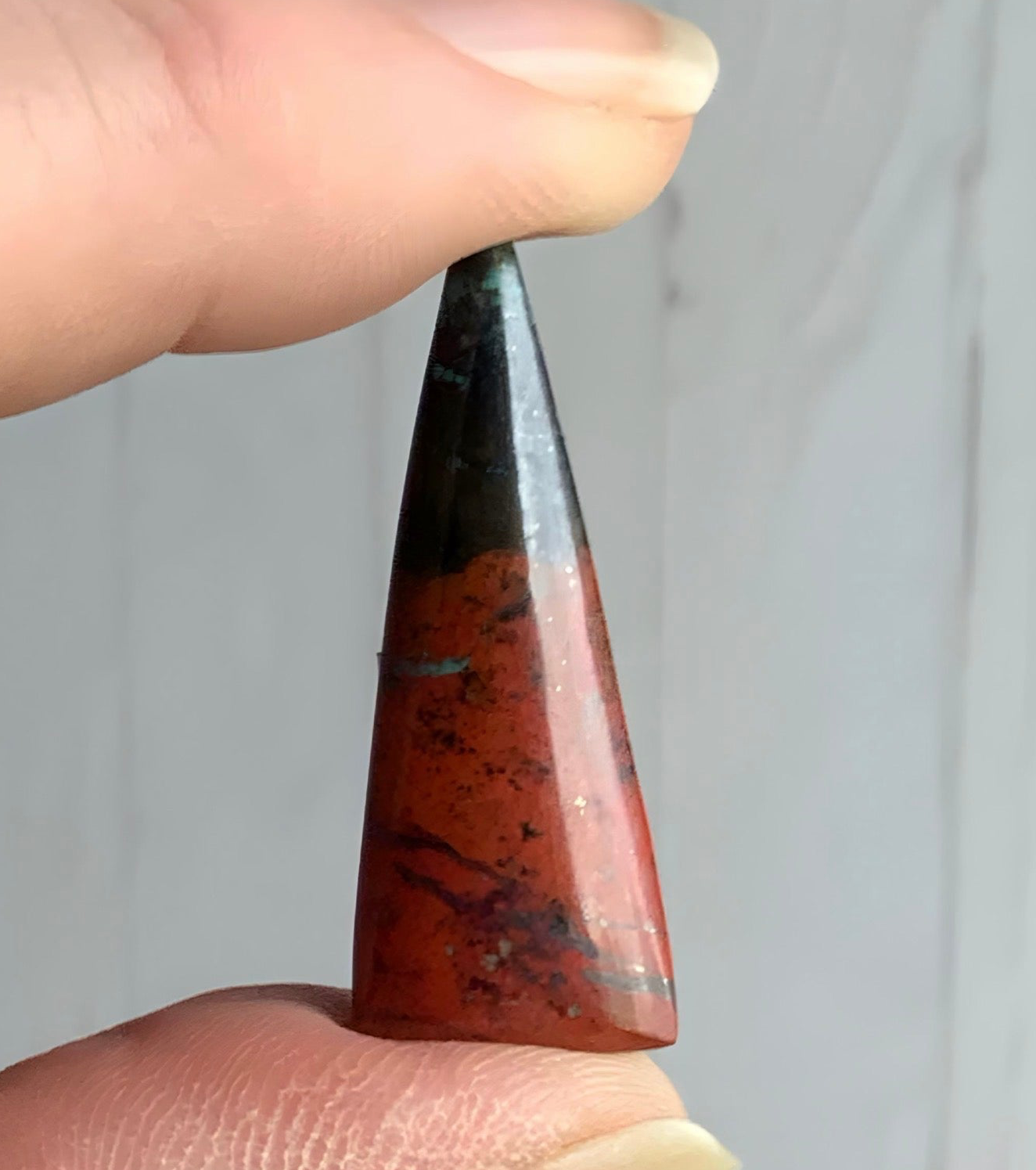 Sonora Sunrise Sunset Chrysocolla Cuprite Elongated Triangle Cabochon