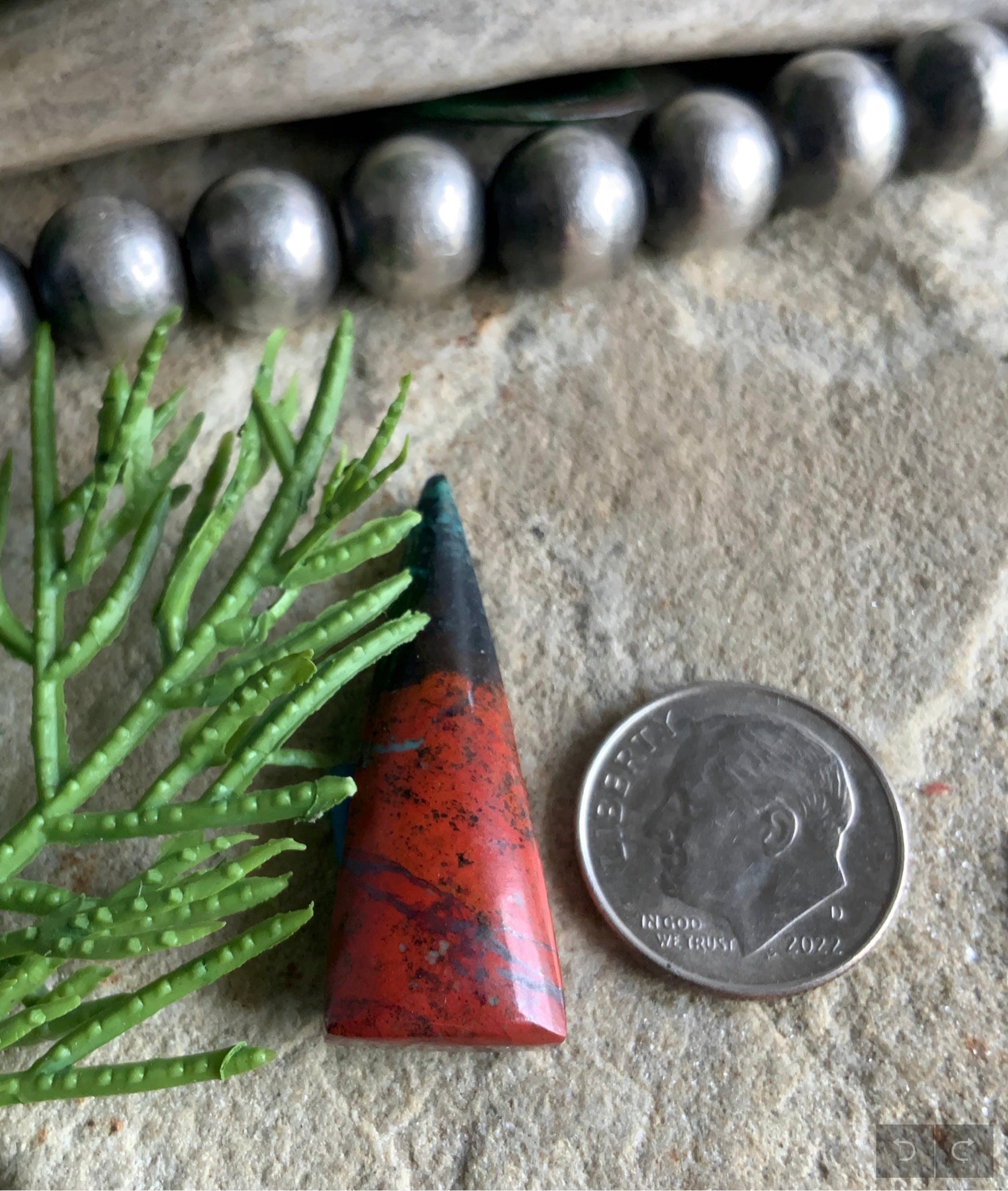 Sonora Sunrise Sunset Chrysocolla Cuprite Elongated Triangle Cabochon