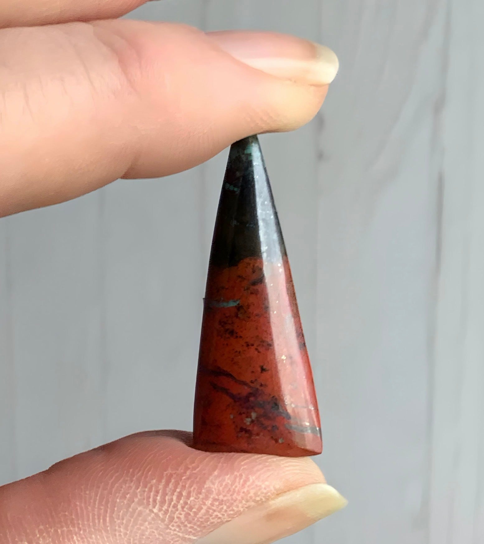 Sonora Sunrise Sunset Chrysocolla Cuprite Elongated Triangle Cabochon