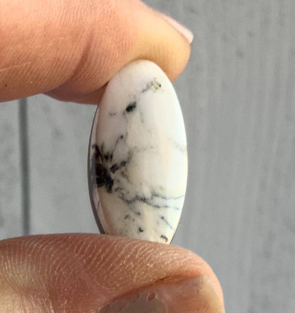 White Buffalo Long Oval Cabochon WB#51 Nevada Mined-Ranch Gypsy