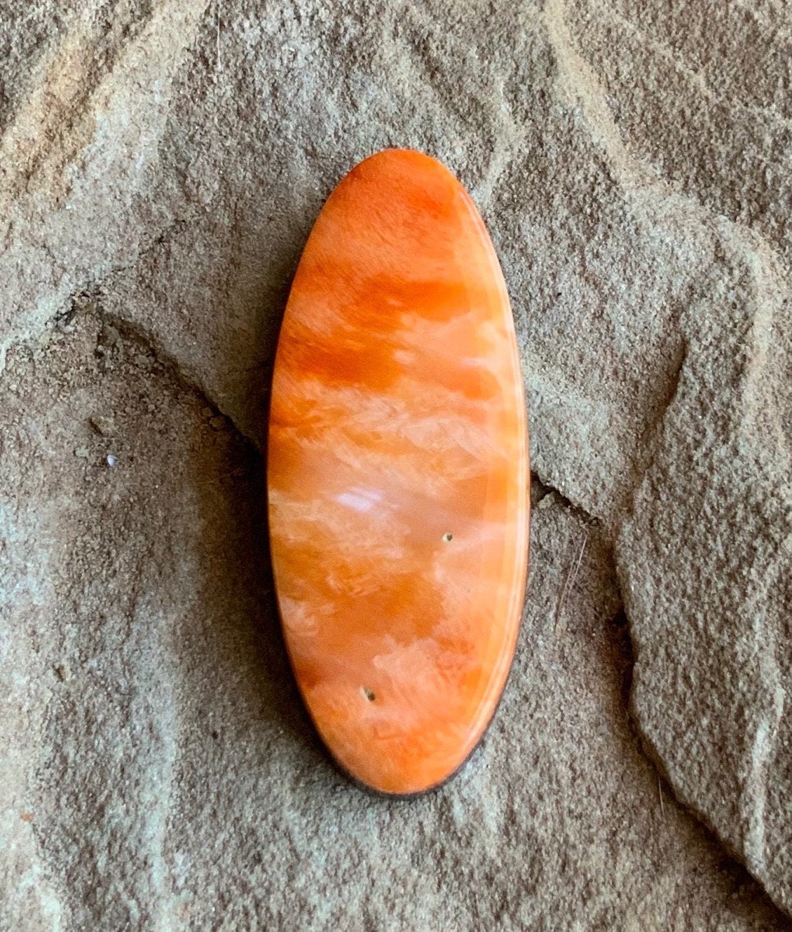 Beautiful Orange Spiny Oyster Long Oval Cabochon #19