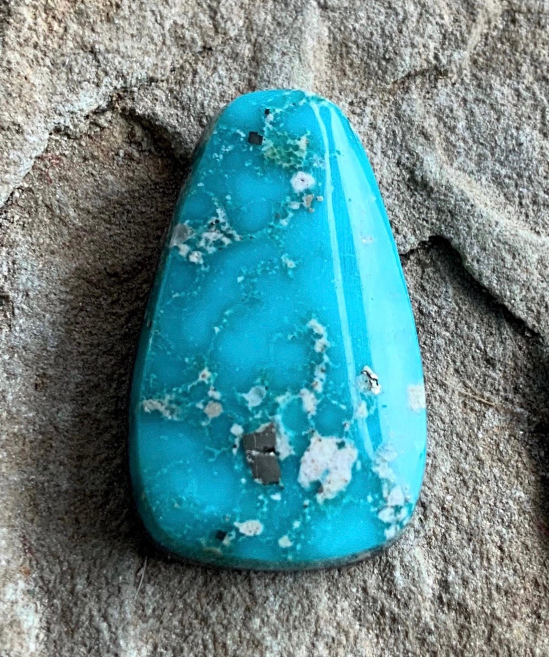 Whitewater Turquoise Cabochon with Silver Pyrite