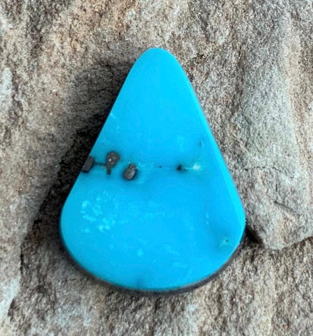 Ithaca Peak Turquoise Teardrop Cabochon With Pyrite-Arizona Gemstone #IP148