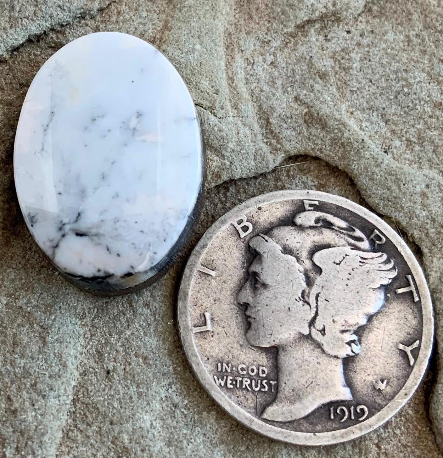 Beautiful Natural White Buffalo Oval Cabochon, 11 Carats — Ranch Gypsy