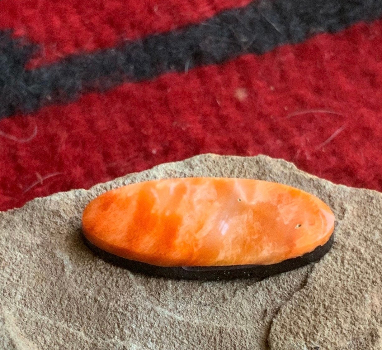 Beautiful Orange Spiny Oyster Long Oval Cabochon #19