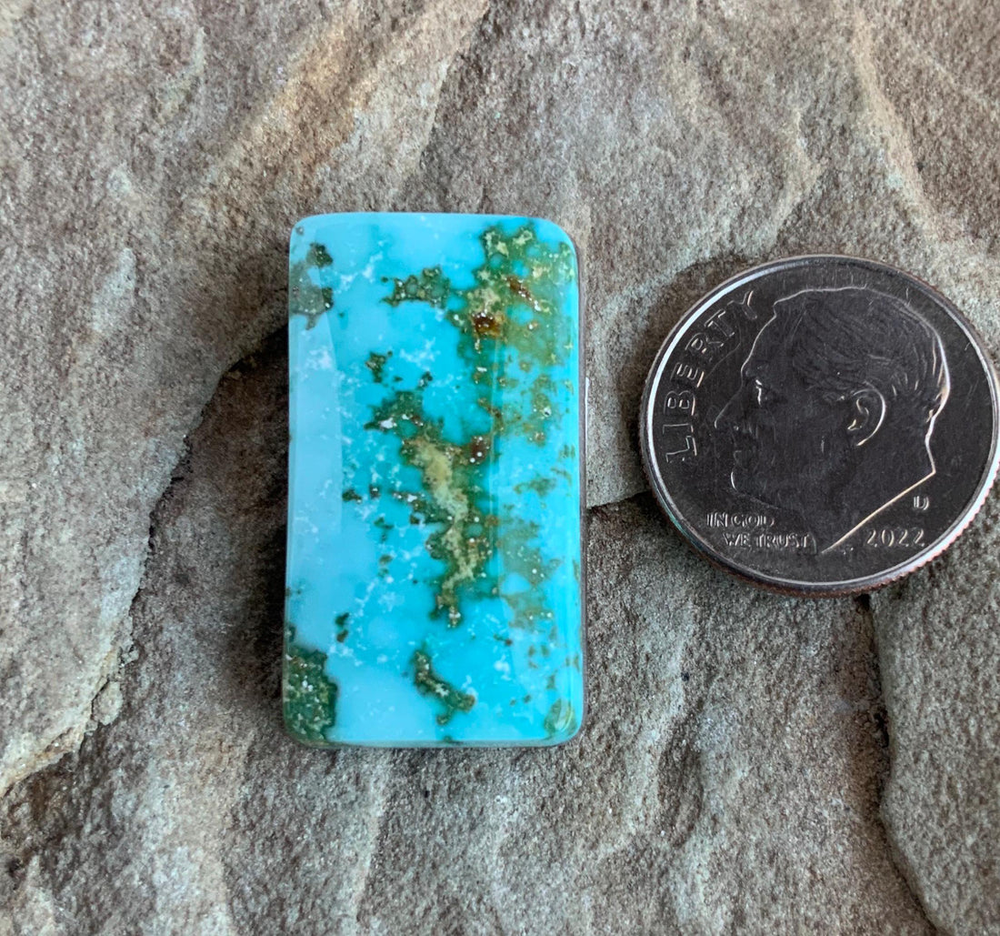 Natural Royston Turquoise Polychrome Rectangular Cabochon