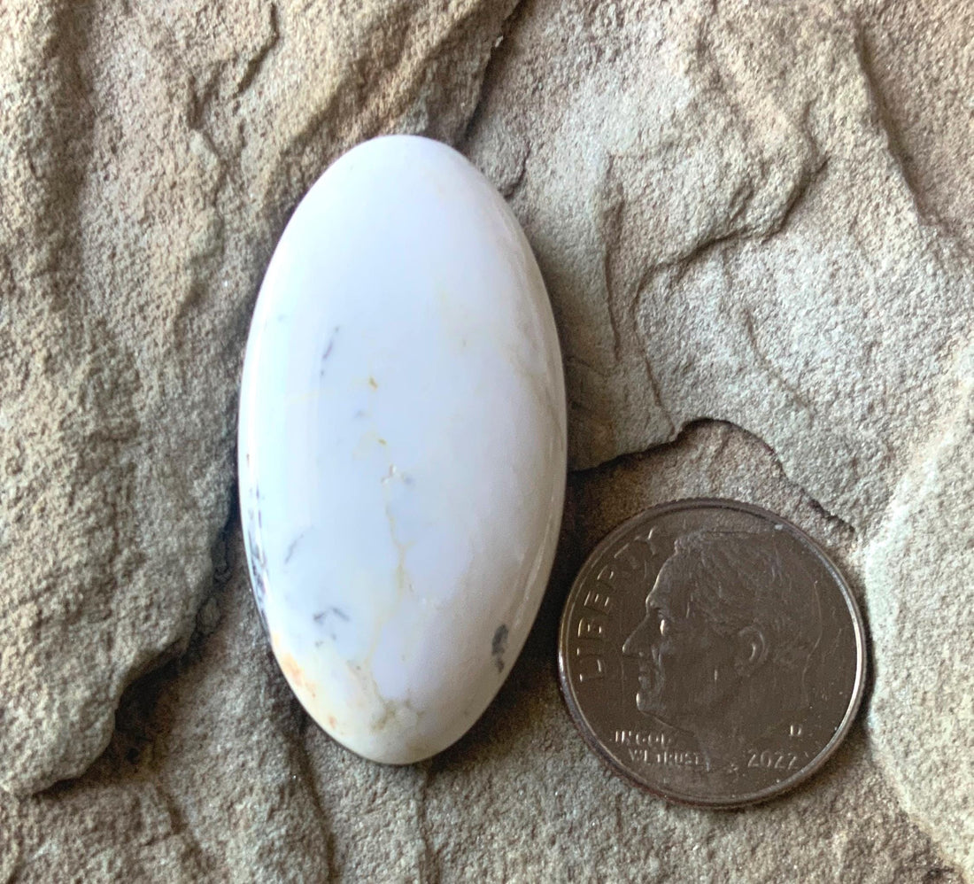Natural White Buffalo Long Oval Cabochon — Ranch Gypsy