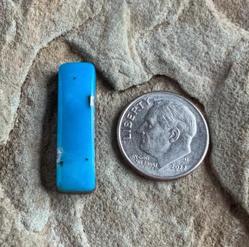 Incredible Ithaca Peak Turquoise High Grade Cabochon with Pyrite and Quartz Inclusions