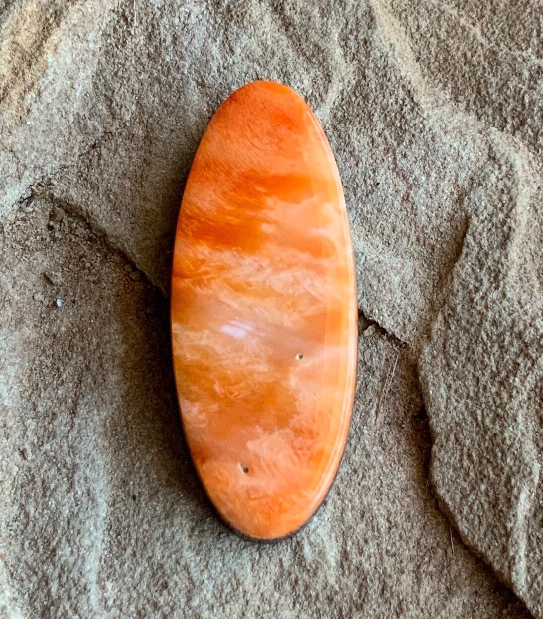 Beautiful Orange Spiny Oyster Long Oval Cabochon #19
