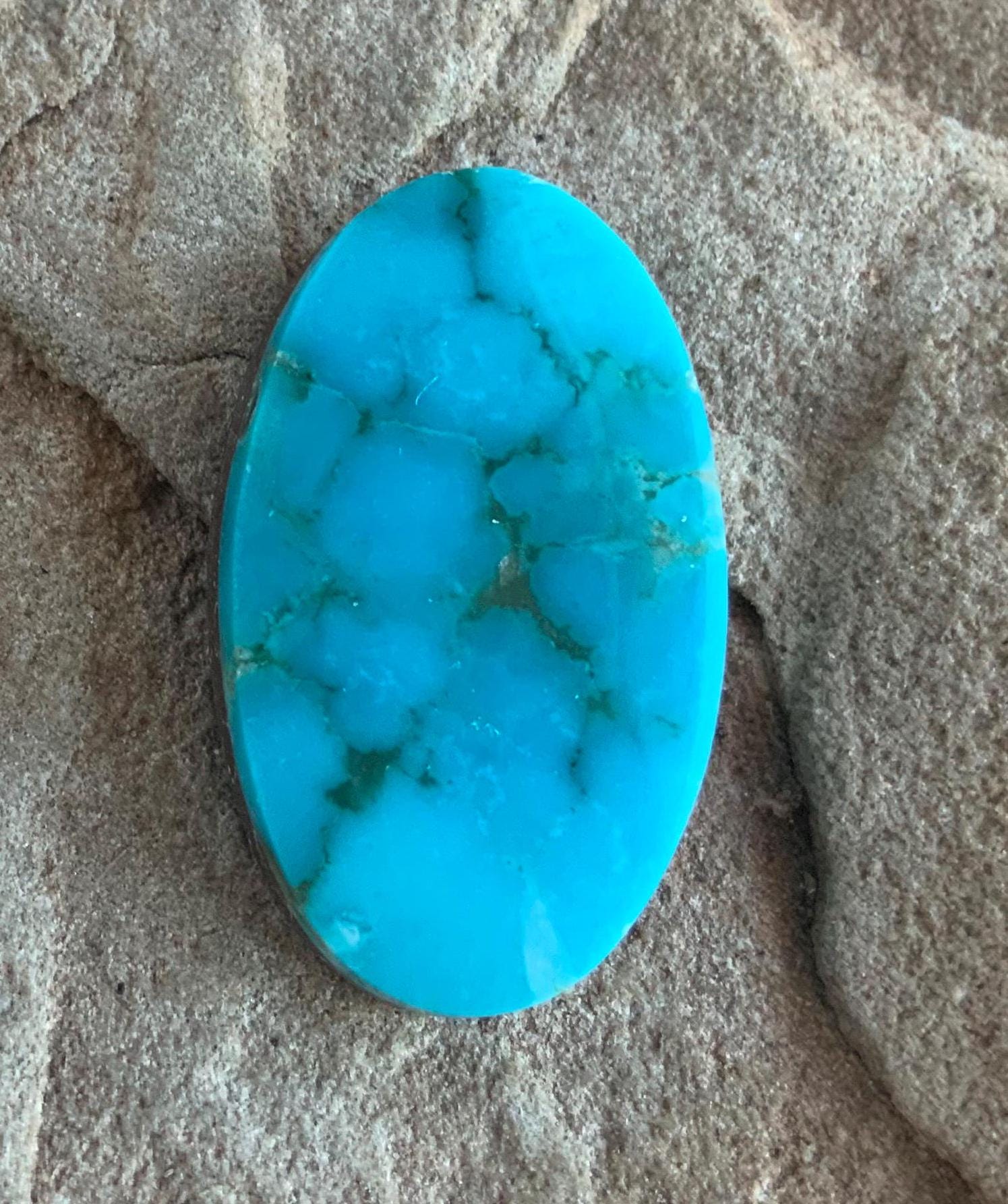 Beautiful Turquoise Mountain Turquoise Oval Cabochon