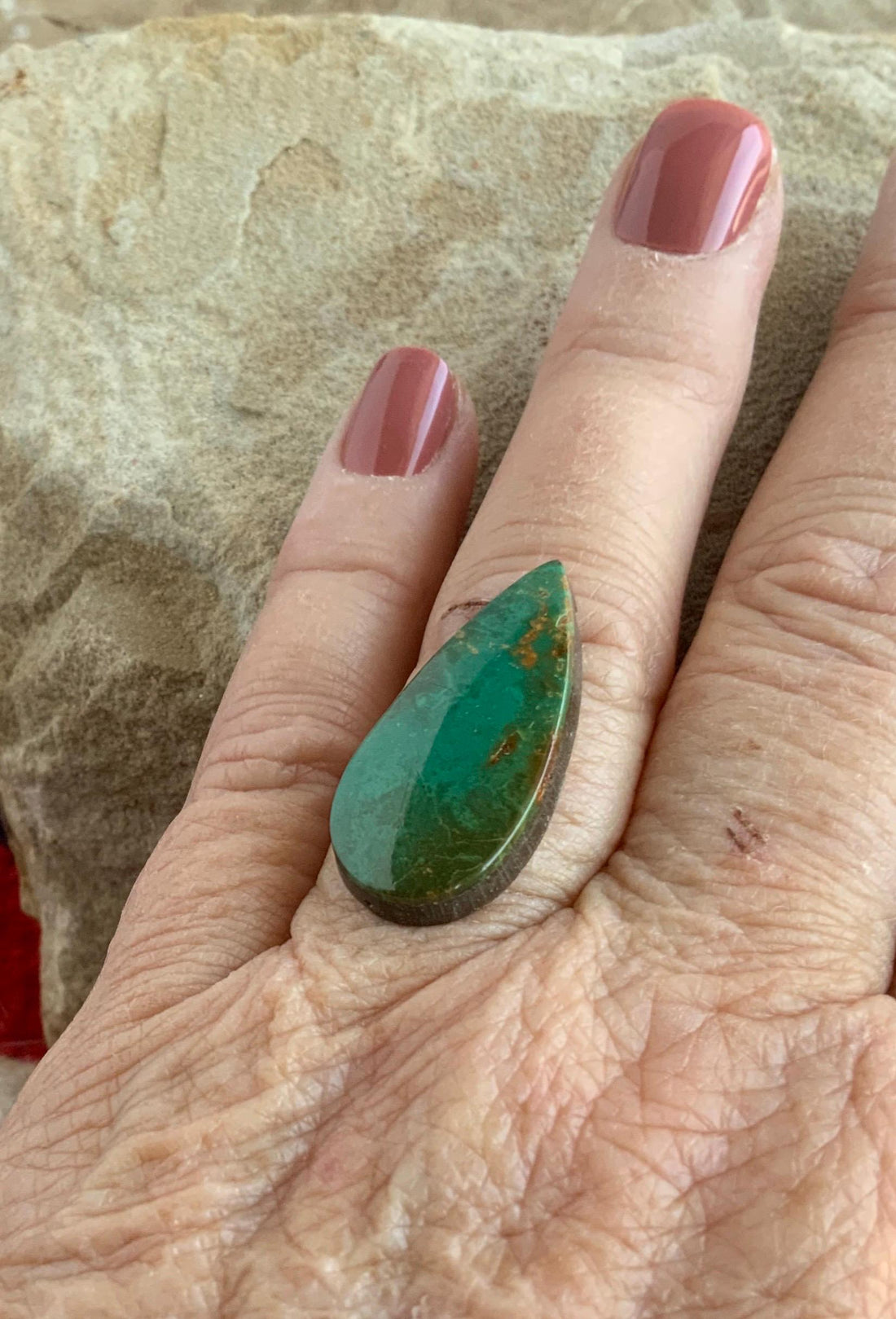 Natural Royston Turquoise Dark Green Teardrop Cabochon #R162