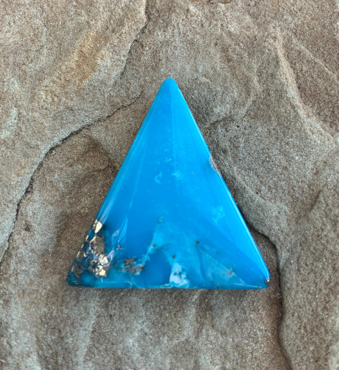 Ithaca Peak Turquoise Blue High Grade Triangle Cabochon With Pyrite #IP107