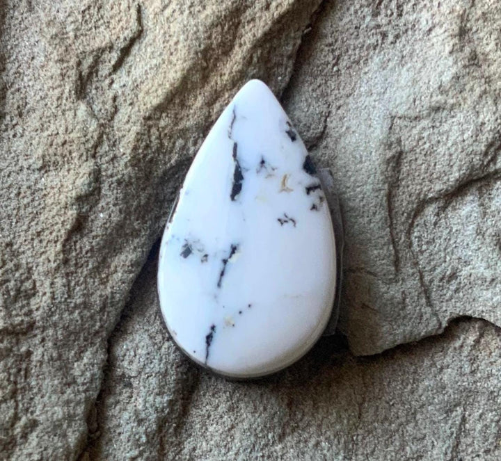 Beautiful Natural White Buffalo Teardrop Cabochon — Ranch Gypsy