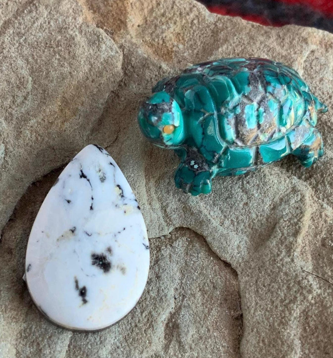Beautiful Natural White Buffalo Teardrop Cabochon -#WB2