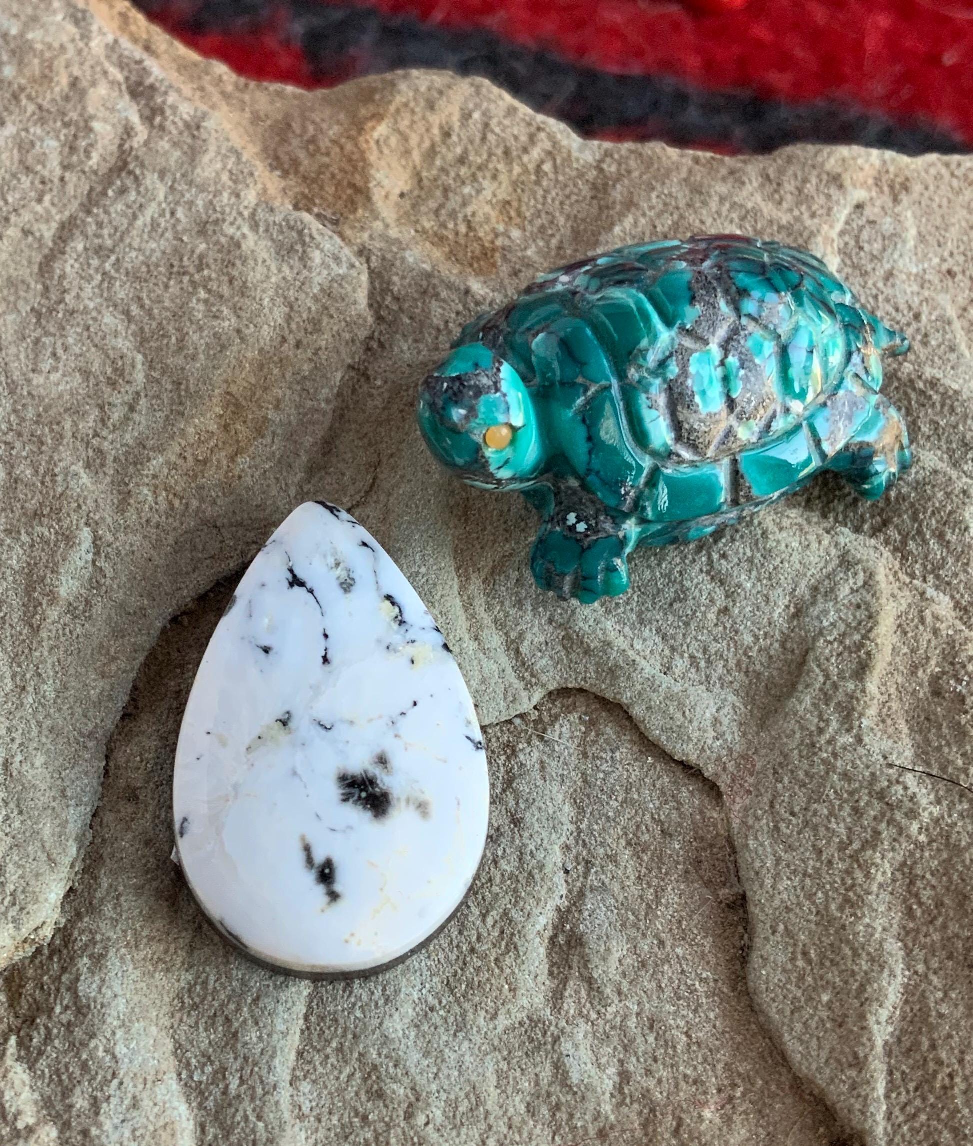 Beautiful Natural White Buffalo Teardrop Cabochon -#WB2