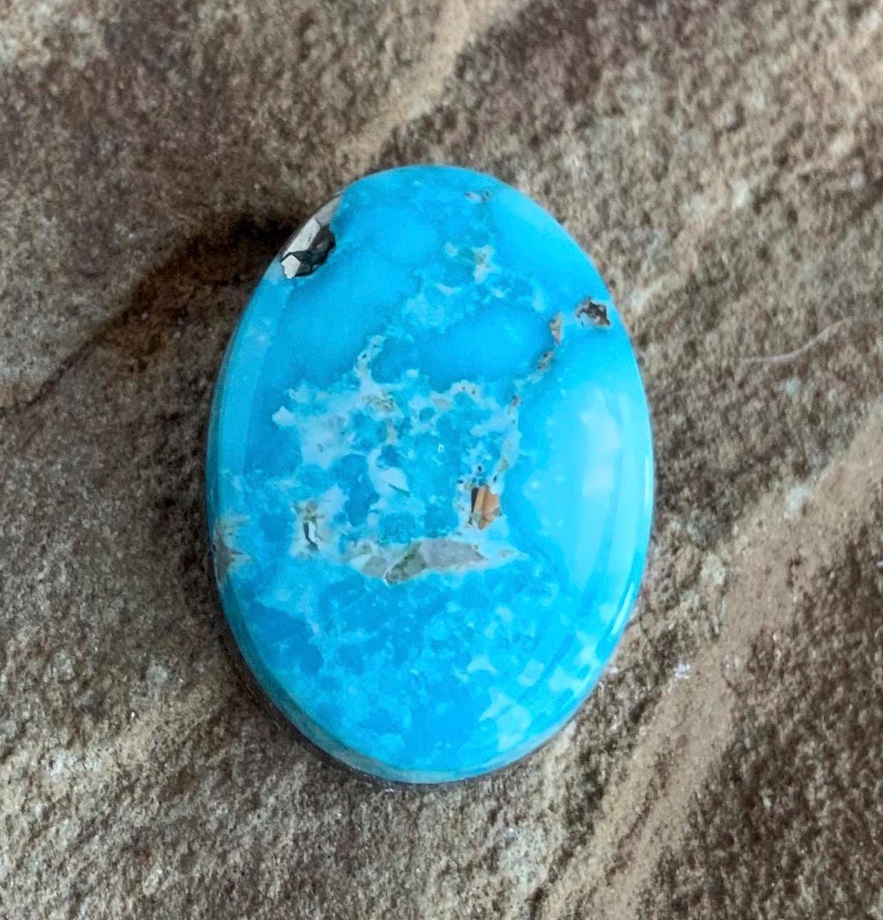 Beautiful Blue Whitewater Turquoise Oval Cabochon With Pyrite