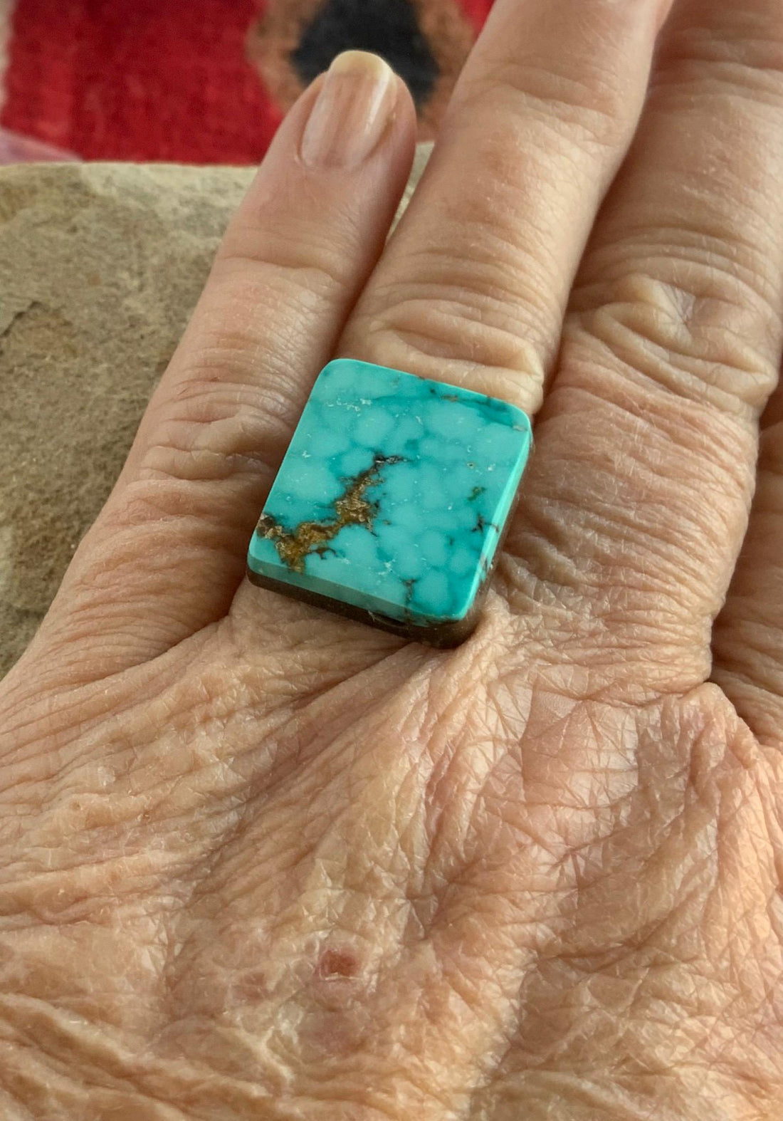 Beautiful Natural Turquoise Mountain Turquoise Rectangular Cabochon