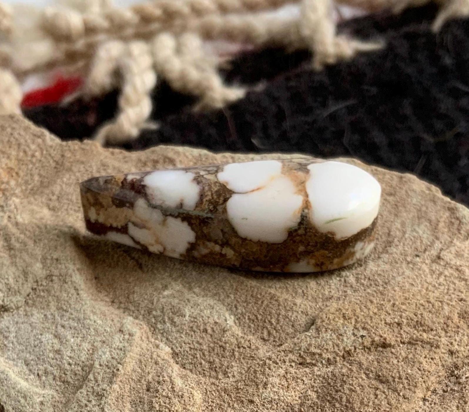 Beautiful Wild Horse Magnesite Curved Teardrop Cabochon