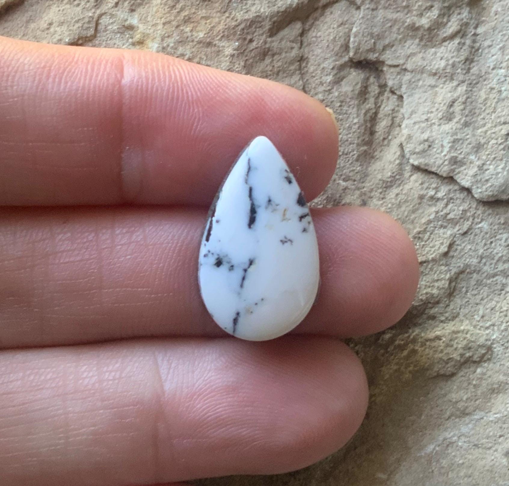 Beautiful Natural White Buffalo Teardrop Cabochon — Ranch Gypsy