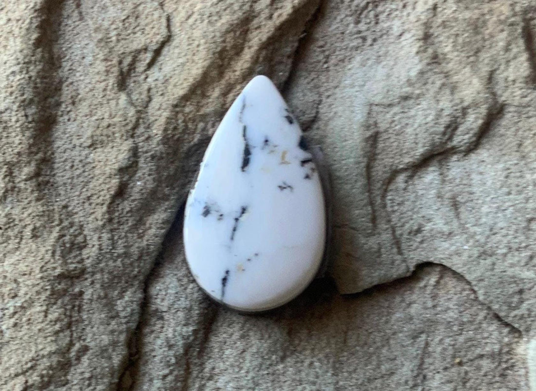 Beautiful Natural White Buffalo Teardrop Cabochon — Ranch Gypsy
