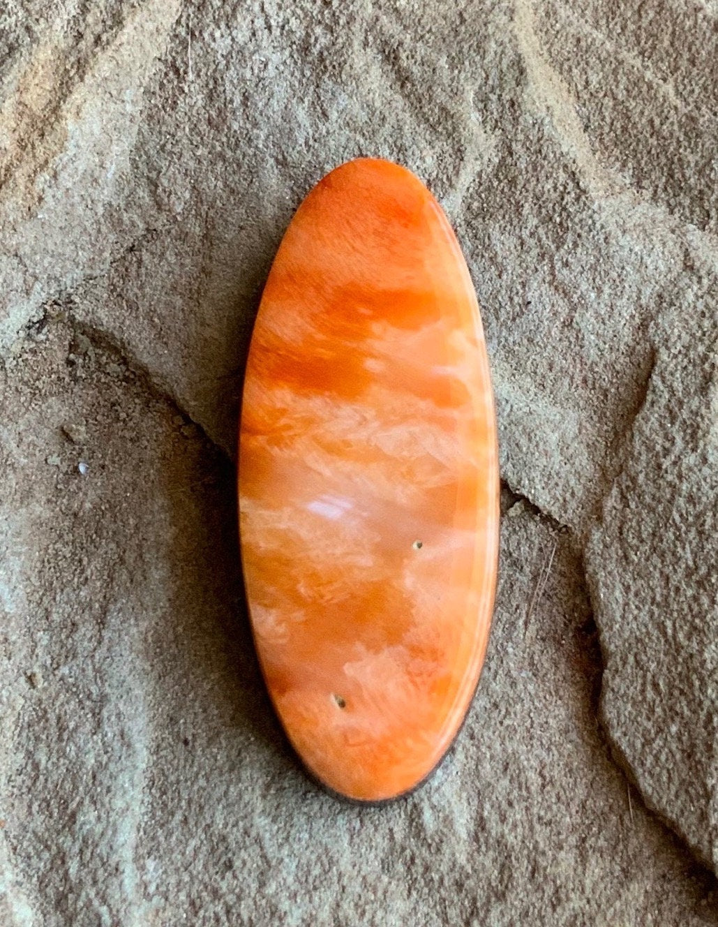 Beautiful Orange Spiny Oyster Long Oval Cabochon #19