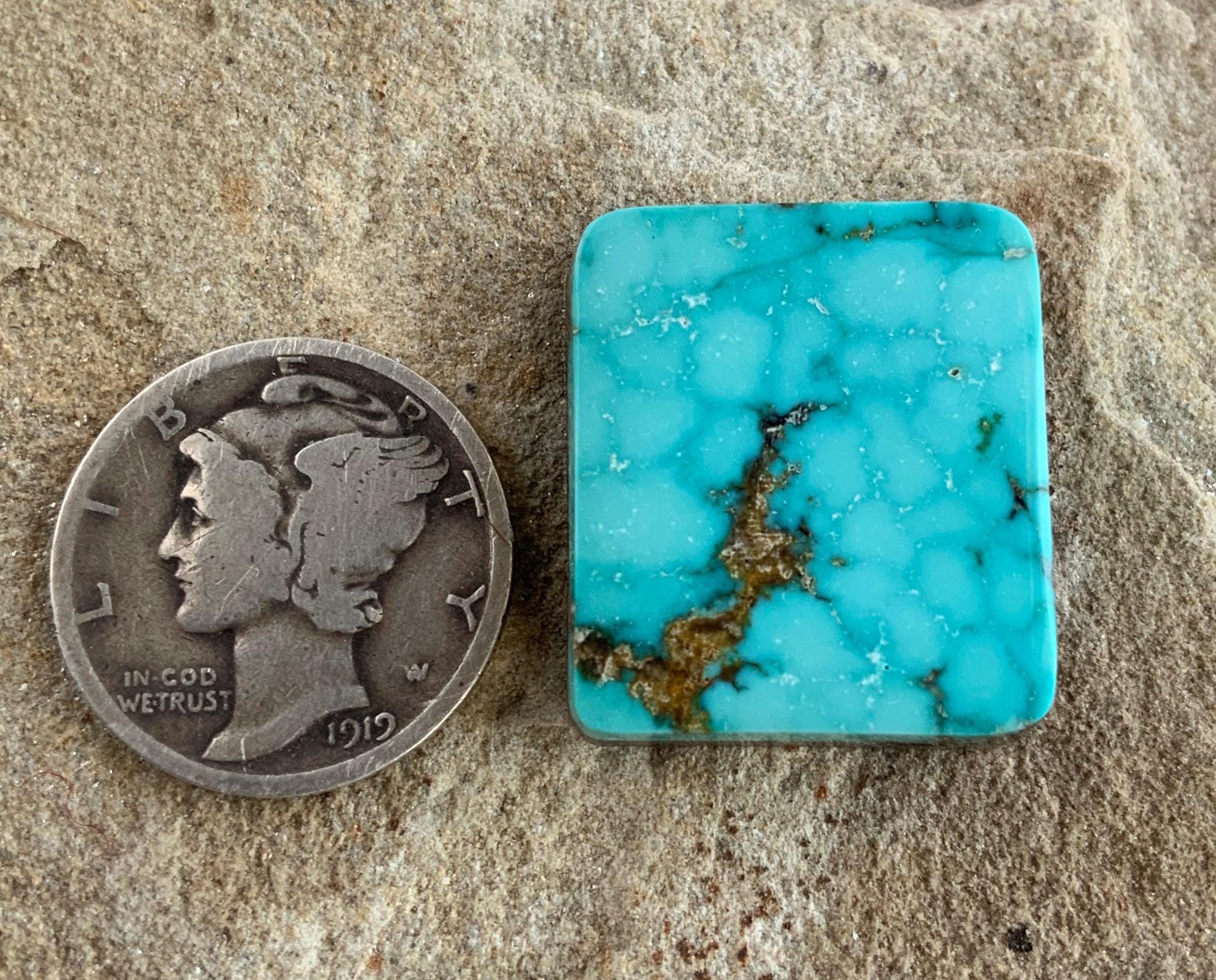 Beautiful Natural Turquoise Mountain Turquoise Rectangular Cabochon