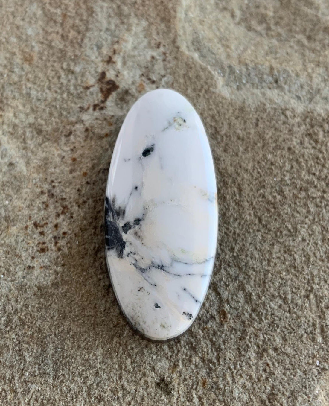 White Buffalo Long Oval Cabochon WB#51 Nevada Mined-Ranch Gypsy