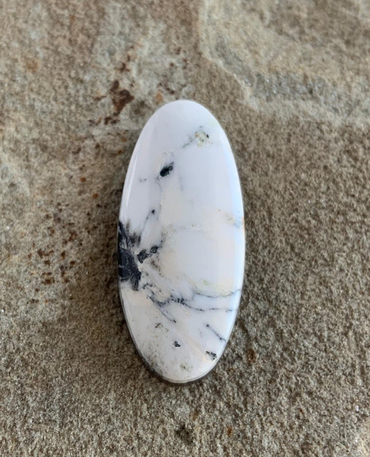 White Buffalo Long Oval Cabochon WB#51 Nevada Mined-Ranch Gypsy