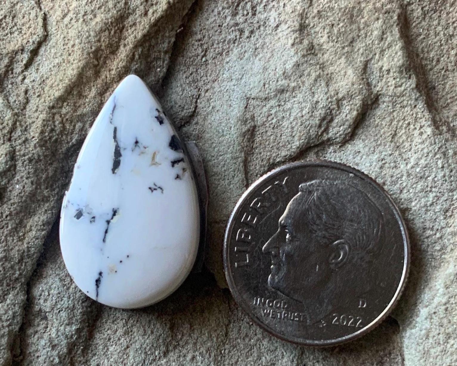 Beautiful Natural White Buffalo Teardrop Cabochon — Ranch Gypsy